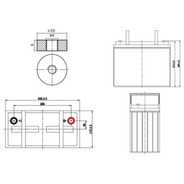 Batería monoblock - Kaise AGM solar 12V - 160Ah (C100) - Imagen 2